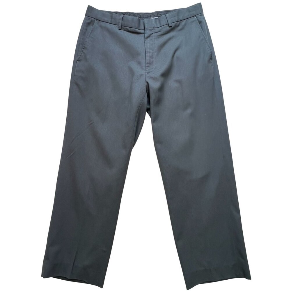 Calvin Klein Men's Straight Leg Dress Pants Flat Front Size 32x30 Gray Pinstripe